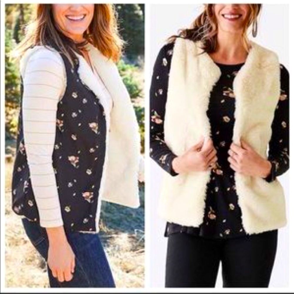Matilda Jane Snow Way Faux Fur Vest‎ Reversible Sz L